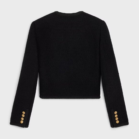 CELINE Women's Chasseur Jacket In Bouclé Tweed Size 36/US 4 In Black - Picture 2 of 14